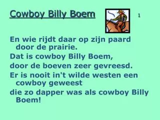 Cowboy Billy Boem 1