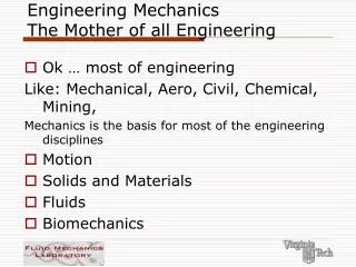 Engineering Mechanics The Mother of all Engineering