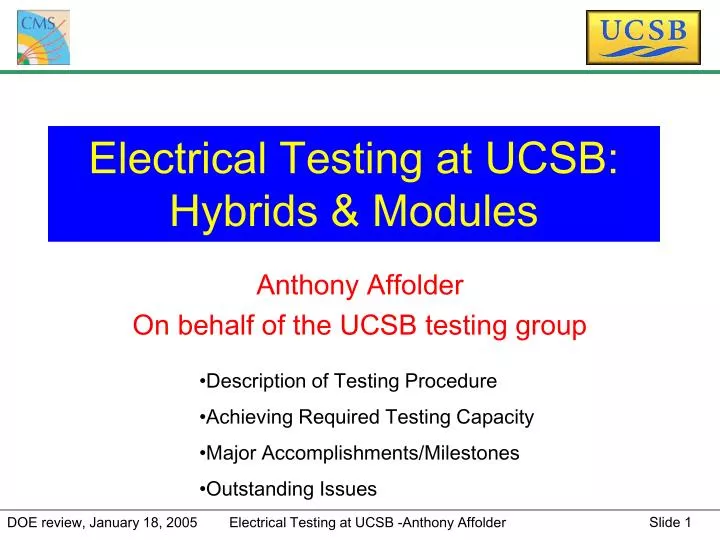 electrical testing at ucsb hybrids modules