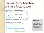 Factors, Prime Numbers &amp; Prime Factorization
