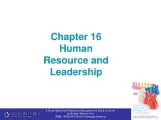 Chapter 16 Human Resource and Leadership