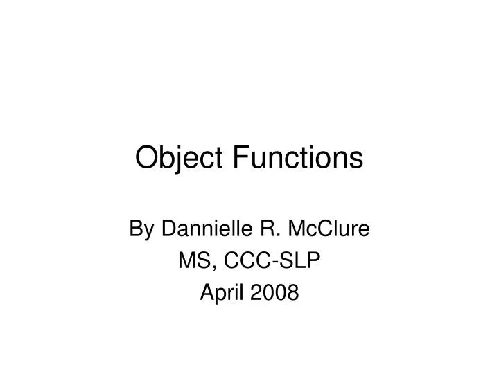 object functions