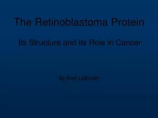 The Retinoblastoma Protein