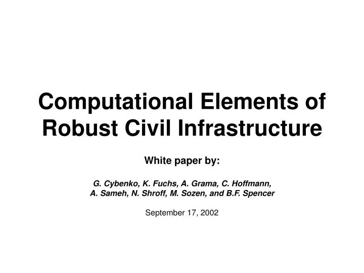 computational elements of robust civil infrastructure