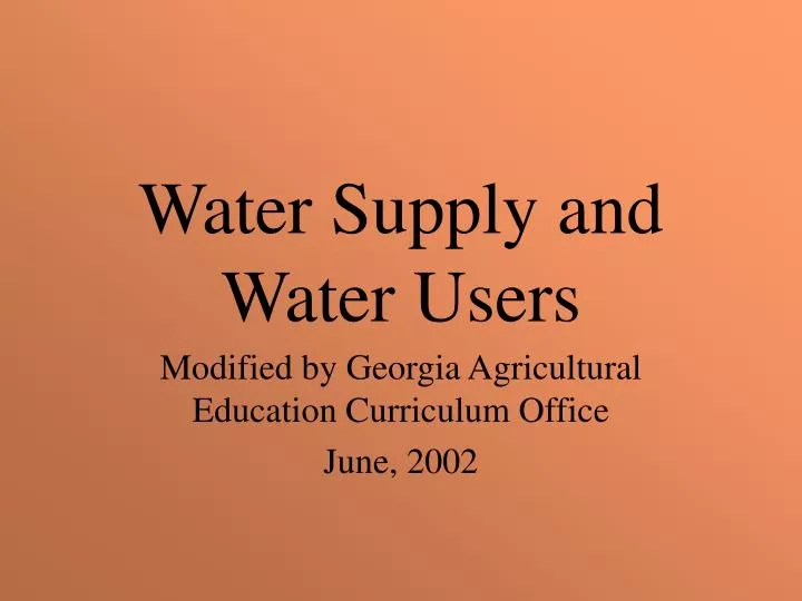 water supply and water users