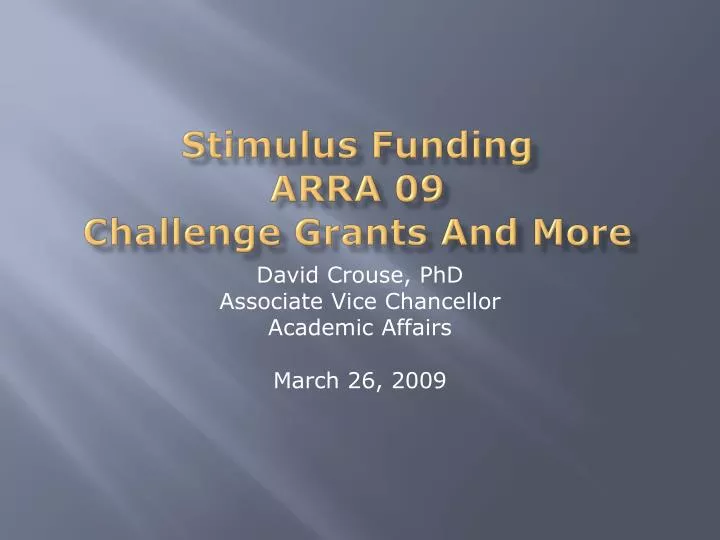 stimulus funding arra 09 challenge grants and more