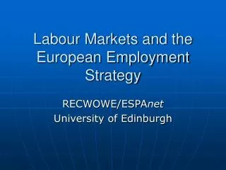 Labour Markets and the European Employment Strategy