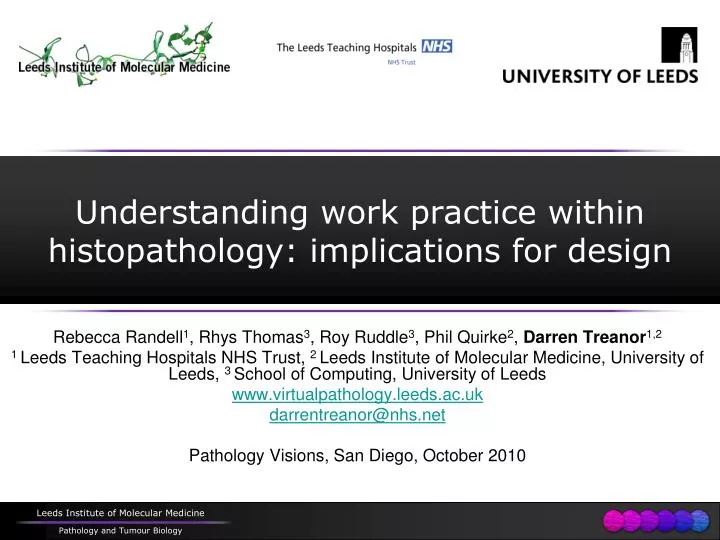 understanding work practice within histopathology implications for design