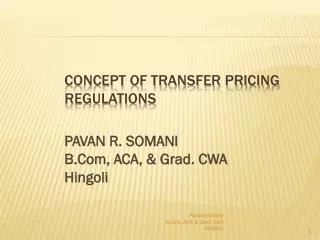 Concept of Transfer Pricing Regulations