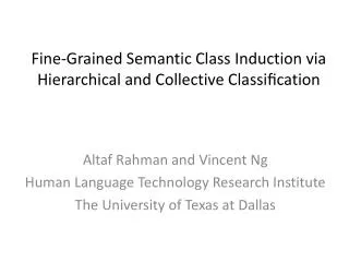 Fine-Grained Semantic Class Induction via Hierarchical and Collective Classi?cation