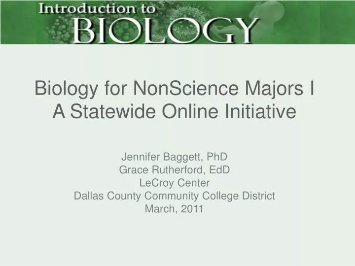 biology for nonscience majors i a statewide online initiative
