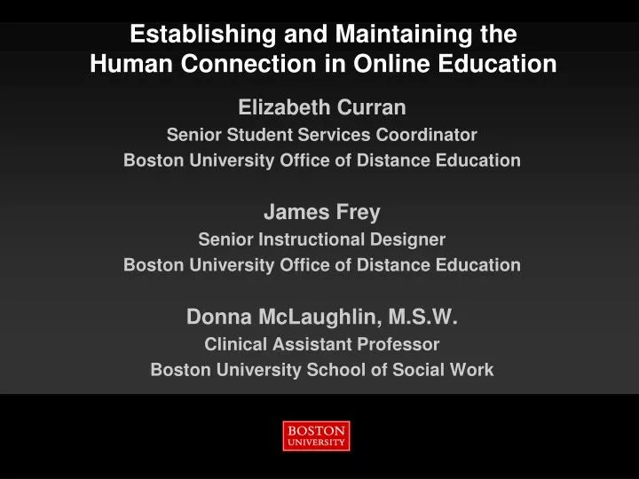 establishing and maintaining the human connection in online education