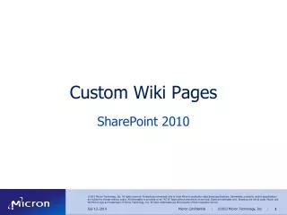 Custom Wiki Pages