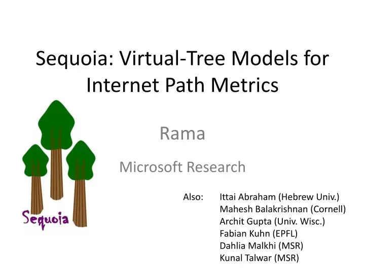 sequoia virtual tree models for internet path metrics