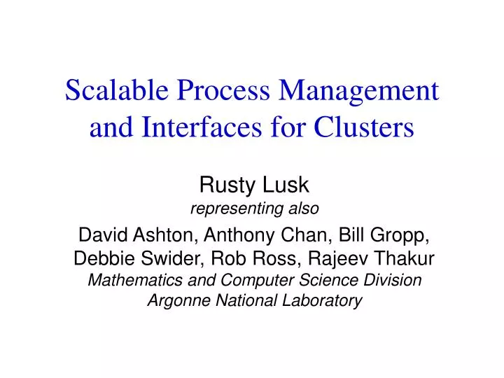 scalable process management and interfaces for clusters