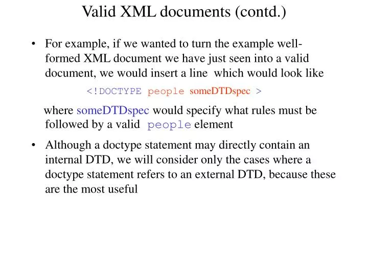 valid xml documents contd