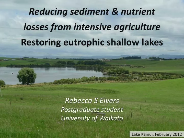 reducing sediment nutrient losses from intensive agriculture restoring eutrophic shallow lakes
