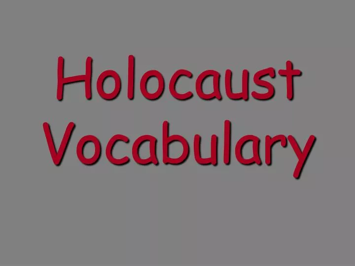 holocaust vocabulary