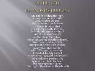 In The Wall By: Andrew Hudgins