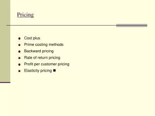 Pricing