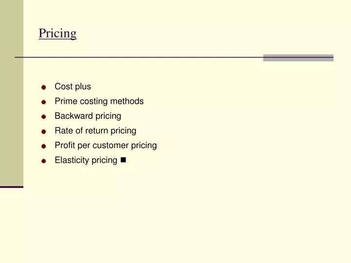 pricing