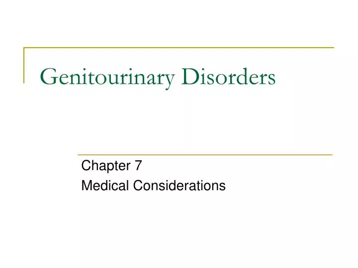 genitourinary disorders