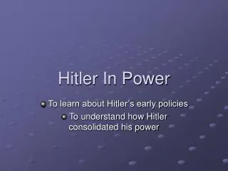 Hitler In Power