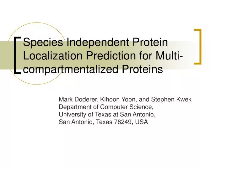 species independent protein localization prediction for multi compartmentalized proteins