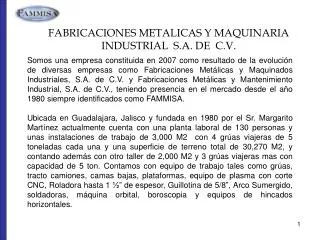 FABRICACIONES METALICAS Y MAQUINARIA INDUSTRIAL S.A. DE C.V.