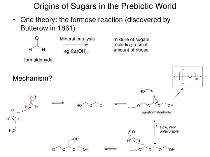 origins of sugars in the prebiotic world