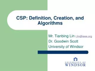 CSP: Definition, Creation, and Algorithms