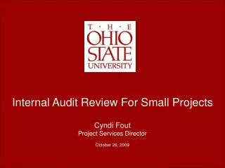 Internal Audit Review For Small Projects Cyndi Fout Project Services Director October 26, 2009