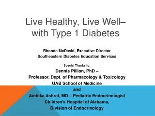 Live Healthy, Live Well– with Type 1 Diabetes
