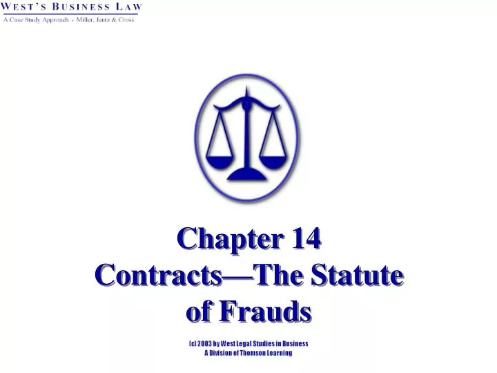 chapter 14 contracts the statute of frauds