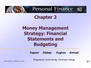 Chapter 2 Money Management Strategy: Financial Statements and Budgeting