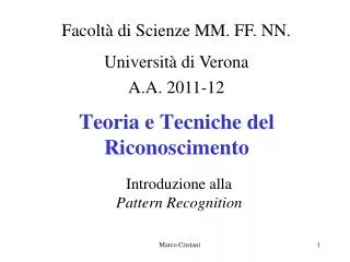 teoria e tecniche del riconoscimento
