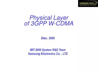 Physical Layer of 3GPP W-CDMA
