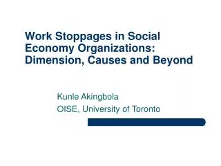 Work Stoppages in Social Economy Organizations: Dimension, Causes and Beyond