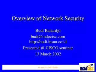 Overview of Network Security