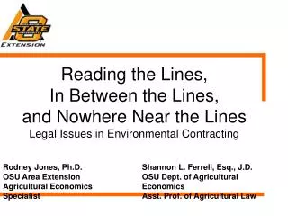 Reading the Lines, In Between the Lines, and Nowhere Near the Lines Legal Issues in Environmental Contracting