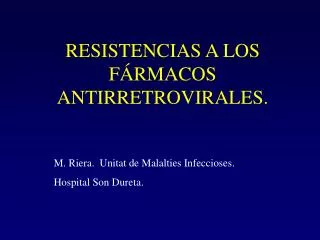 resistencias a los f rmacos antirretrovirales