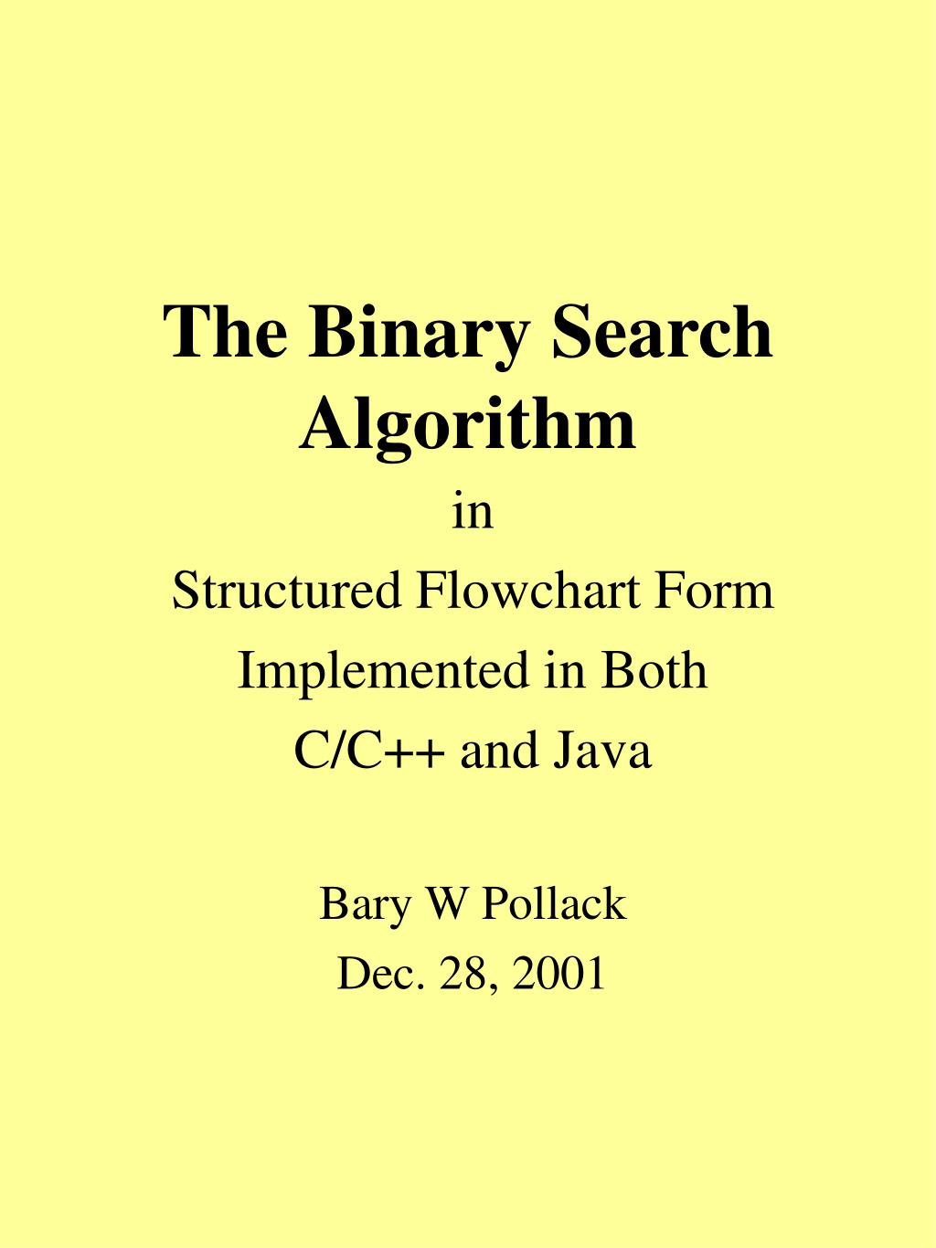 PPT - The Binary Search Algorithm PowerPoint Presentation, free ...