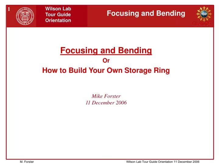 focusing and bending or how to build your own storage ring