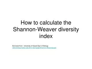 How to calculate the Shannon-Weaver diversity index