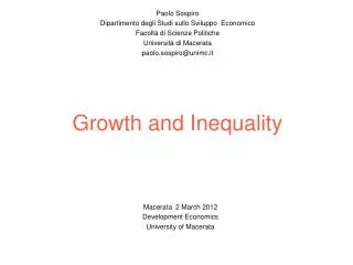 Growth and Inequality