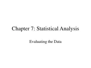 Chapter 7: Statistical Analysis