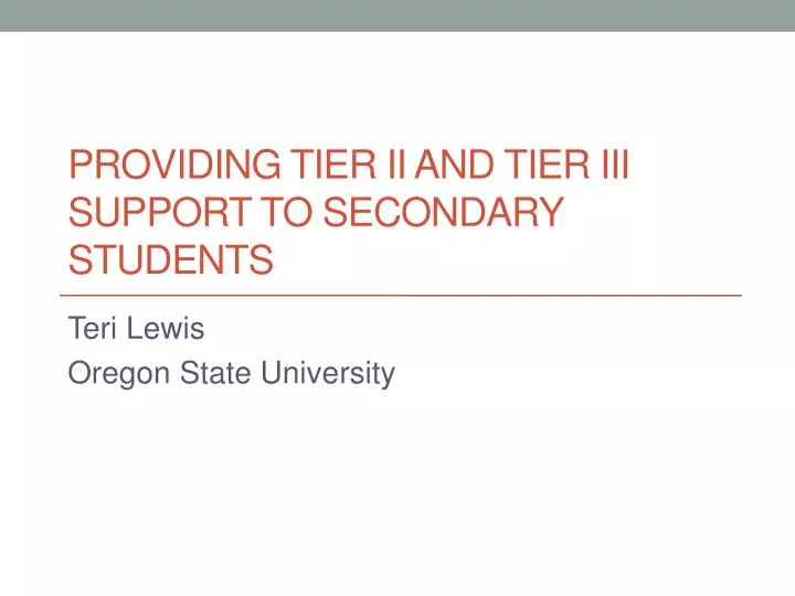 providing tier ii and tier iii support to secondary students