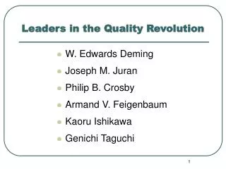 Leaders in the Quality Revolution