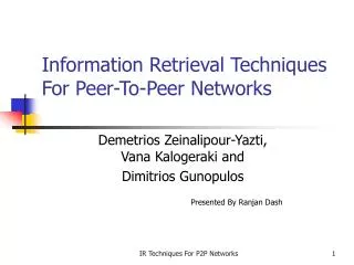 Information Retrieval Techniques For Peer-To-Peer Networks