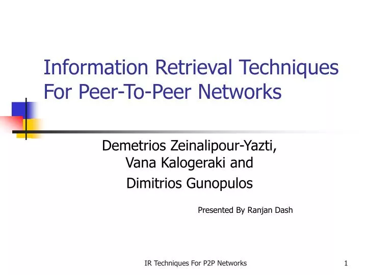 information retrieval techniques for peer to peer networks